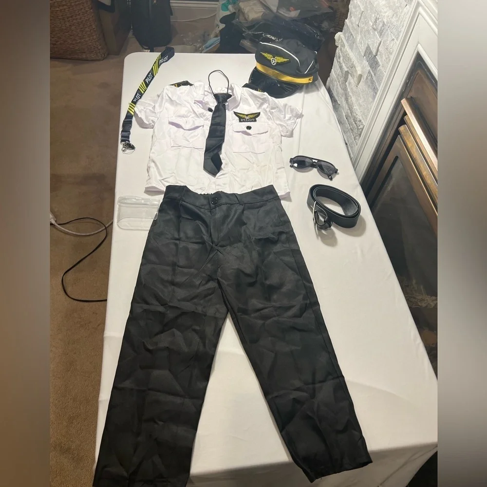 Kids Pilot Costume Set – Captain Uniform Dress Up – Size 3T-4T – Halloween /